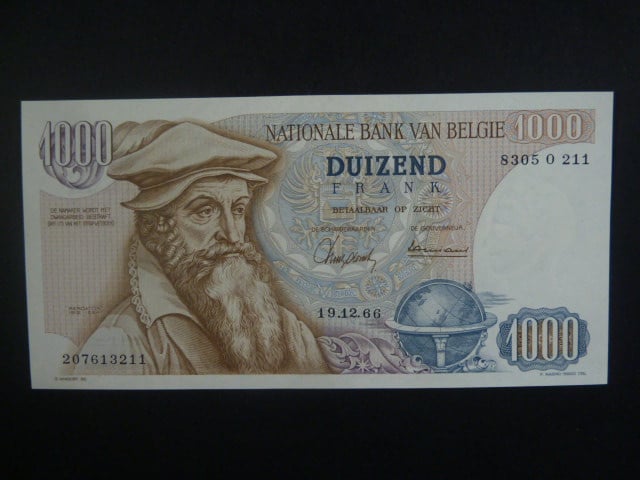 1000 Francs 1966, BNB. B583a, Pi. 136
