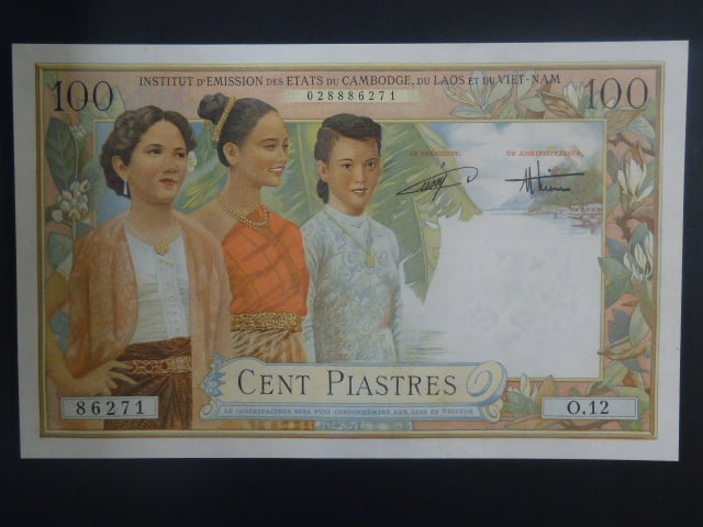 FRANCOUZSKÁ INDOČÍNA, Vydání pro Vietnam100 Piastre 1954, BNB. B417a, Pi. 108