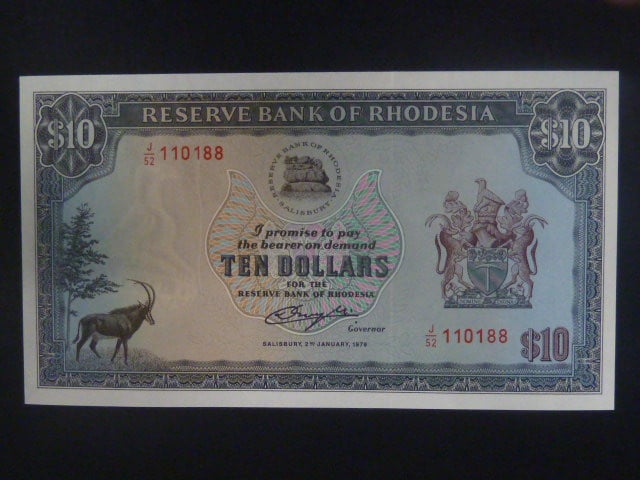 RHODESIE, 10 Dollars 2.2.1979, BNB. B110k, Pi. 33