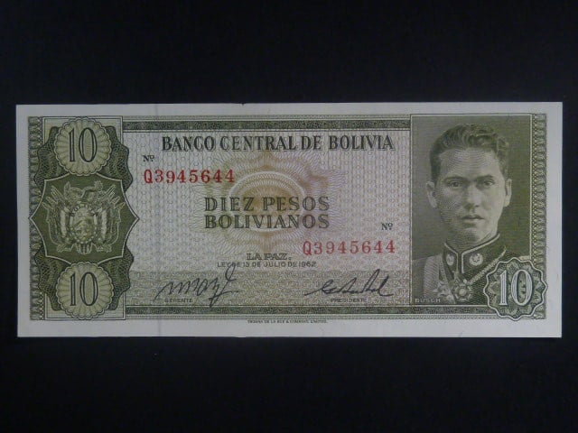 BOLÍVIE, 10 pesos Bolivianos 1982, BNB. B343s, Pi. 154a