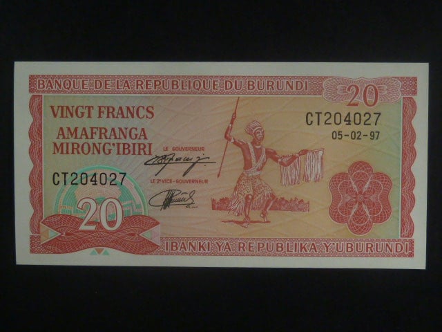 BURUNDI, 20 Francs 1997, BNB. B215j