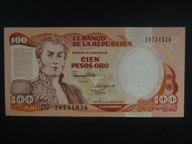 KOLUMBIE, 100 Pesos 1987, BNB. B964f, Pi. 426c