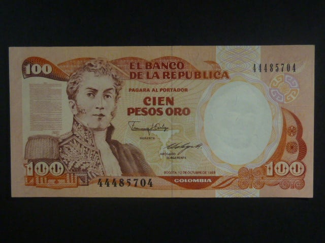 KOLUMBIE, 100 Pesos 1988, BNB. B964g, Pi. 426c