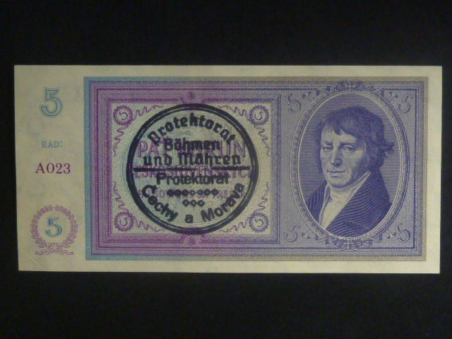 5 K 1938/40 série A 023, ruční přetisk