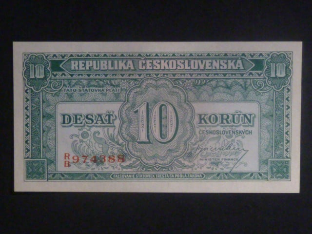 10 Kčs 1945 série R/B