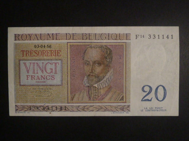 20 Francs 1956, BNB. B701b, Pi. 132