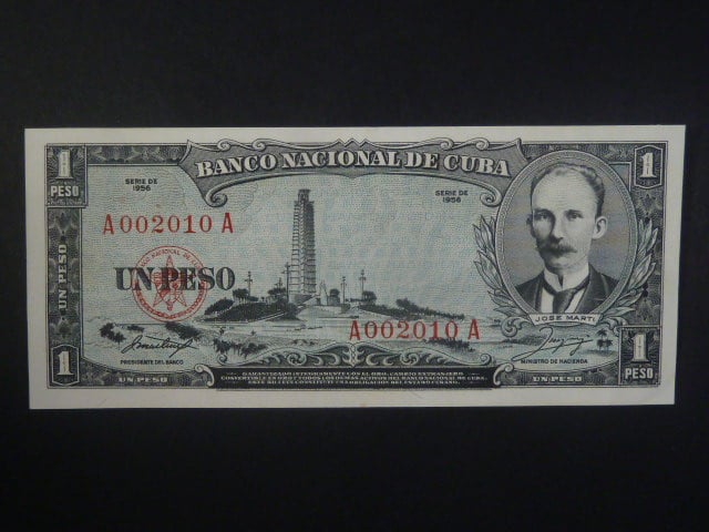 KUBA, 1 Peso 1956, BNB. B811a, Pi. 87