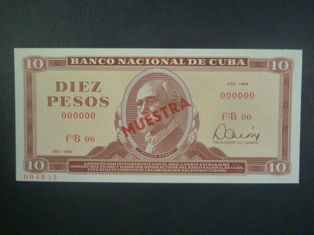 KUBA, 10 Pesos 1984 specimen MUESTRA, BNB. B826hs, Pi. 93