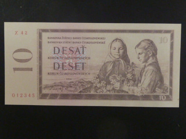 10 Kčs 1958, návrh, oboustranná