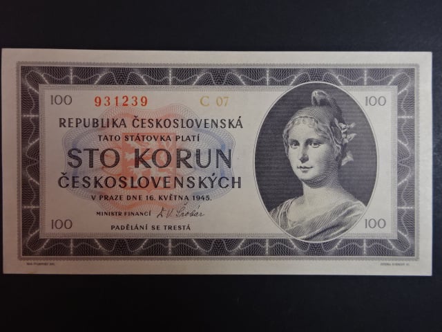 100 Kčs 1945 série C 07