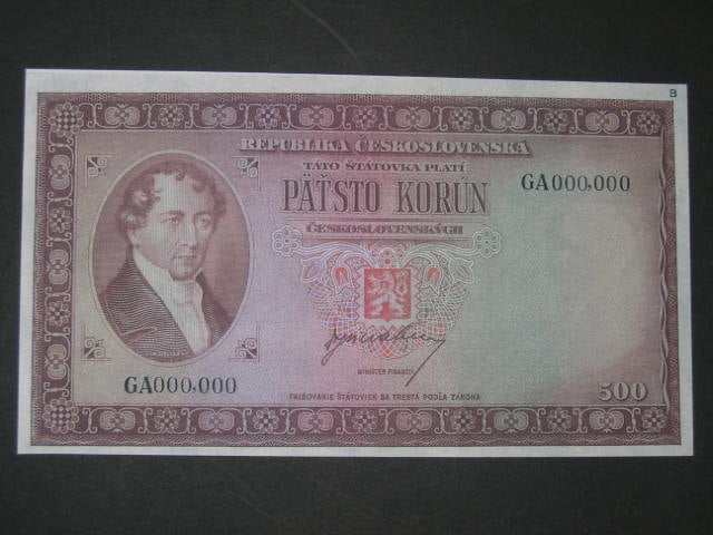 500 Kč 1945, anulát, oboustranná