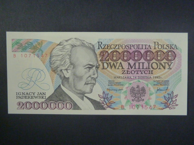 2.000.000 Zlotych 14.8.1992 série B "KONSTYTUCYJNY", BNB. B848b