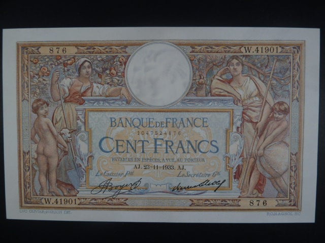 100 Francs 23.12. 1933, BNB. 951f, Pi. 71
