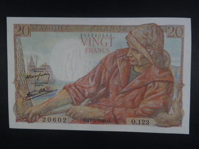 20 Francs 17.5. 1944, BNB. 975a, Pi. 100