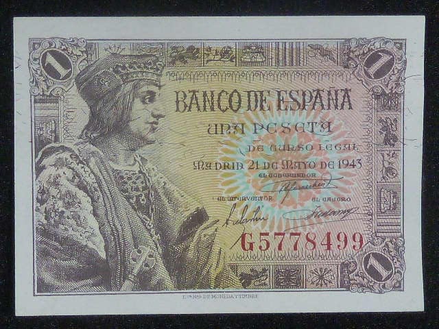 1 Peseta 1943, BNB. B592a, Pi. 126