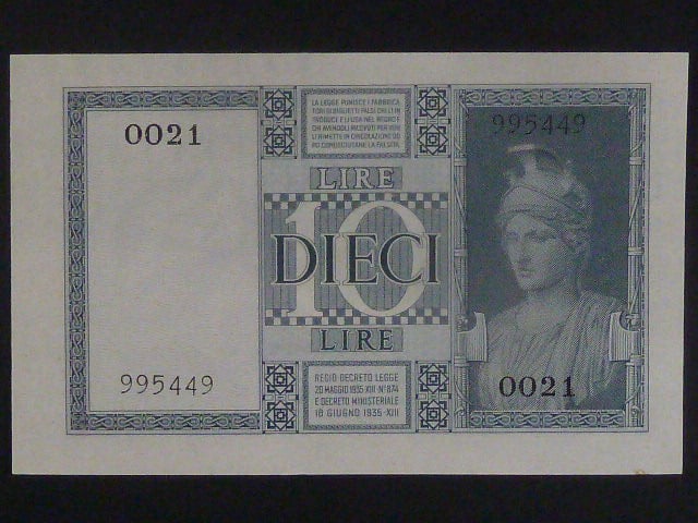 10 Lire 1935, BNB. B315a, Pi. 25