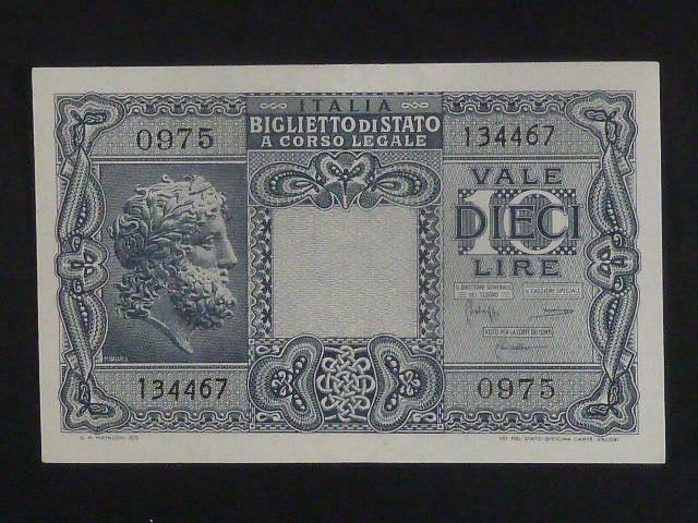 10 Lire 1944 série 0975, BNB. B319c, Pi. 32