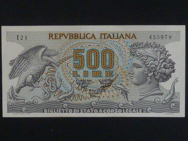500 Lire 23-2-1970, BNB. B322c, Pi. 93