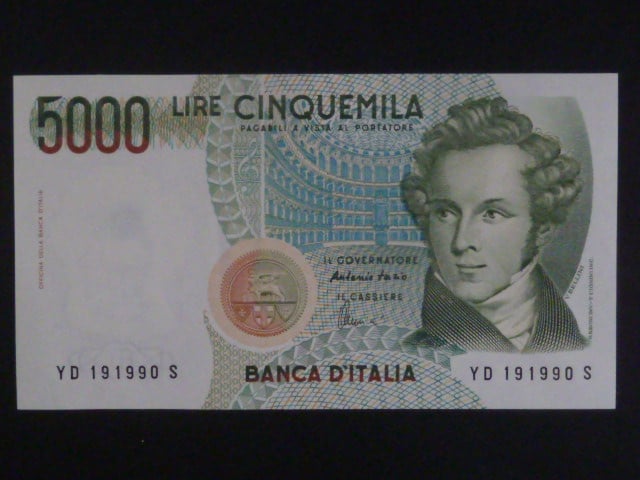 5000 Lire 1985, podpis Fazio/Amici, BNB. B461c, Pi. 111