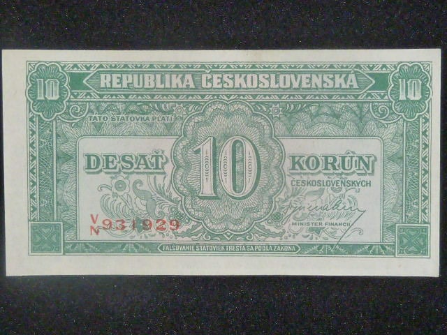 10 Kčs 1945 série V/N