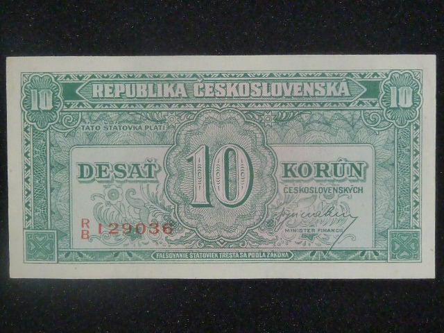 10 Kčs 1945 série R/B
