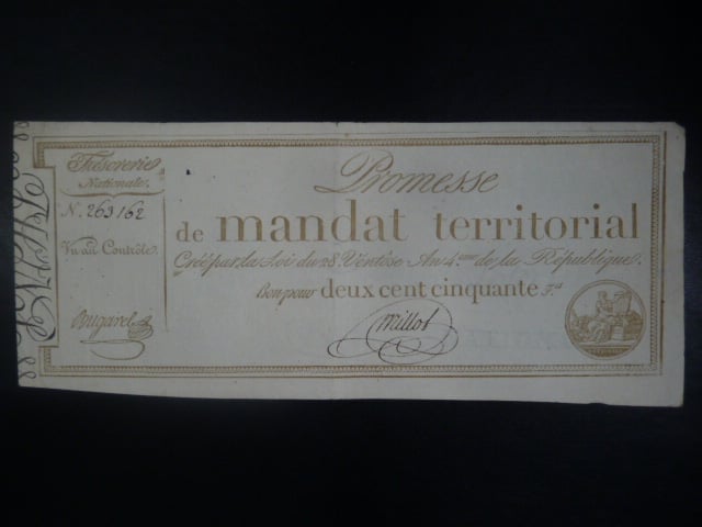 250 Francs 1796, BNB. B811a, Pi. A85a