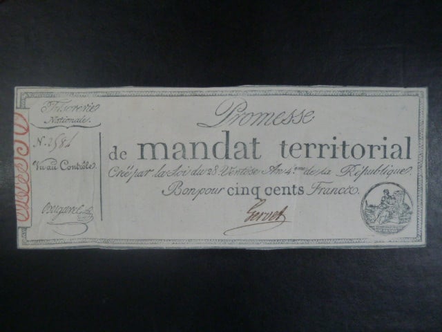 500 Francs 1796, BNB. B812a, Pi. A86a