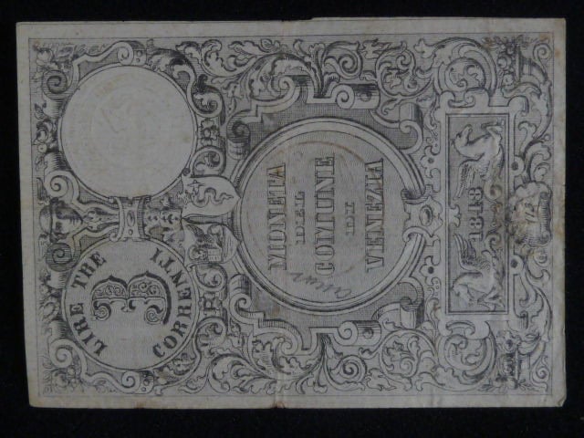 Lombardsko - Benátsko, 3 Lire 1848 - I. vydání, Moneta del Comune di Venezia, Ri. 510