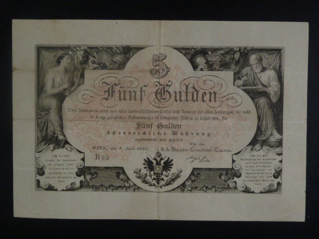 5 Gulden 1866 černý číslovač, série R25
