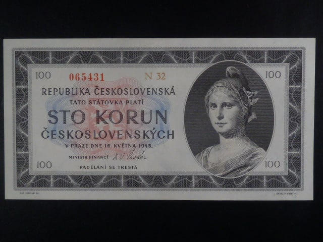 100 Kčs 1945 série N 32