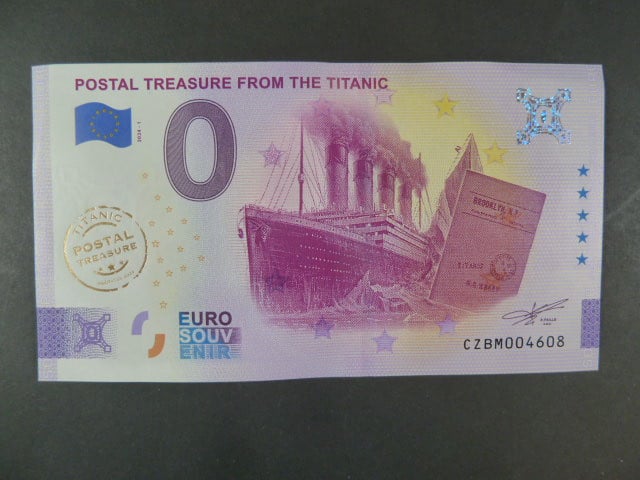 0 Euro Titanic 2024, zlatý přítisk Titanic Postal