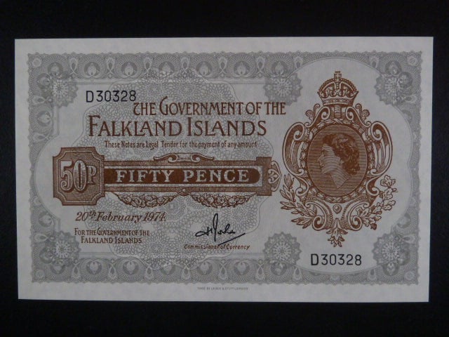 FALKLANDY, 50 Pence 1974, BNB. B215b, Pi. 10