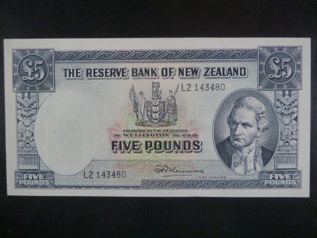 NOVÝ ZÉLAND, 5 Pounds 1961, BNB. B107e, Pi. 160