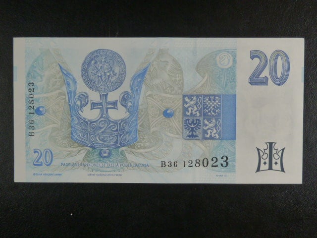 20 Kč 1994 série B 36 proužek vlevo