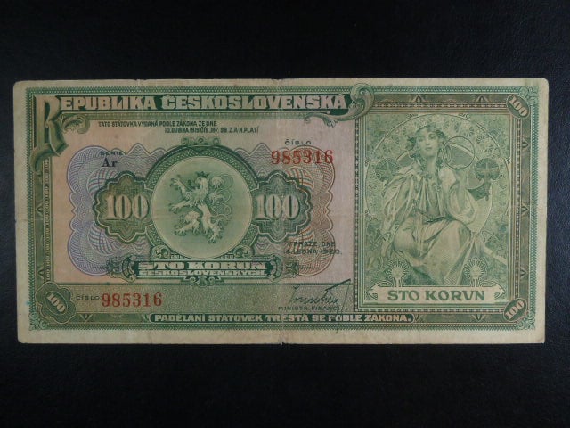 100 Kč 1920 série Ar