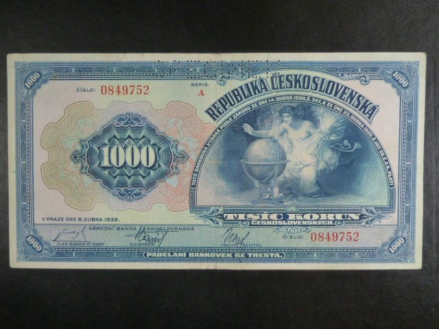 1000 Kč 1932 série A, perf. SPECIMEN