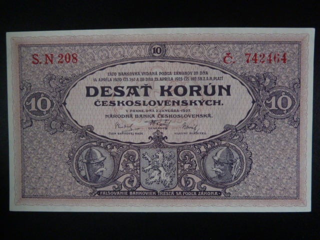 10 Kč 1927 série N 208