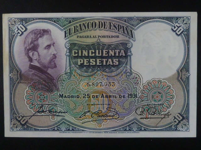 50 Pesetas 1931, (v oběhu: 1937), BNB. B524a, Pi. 82