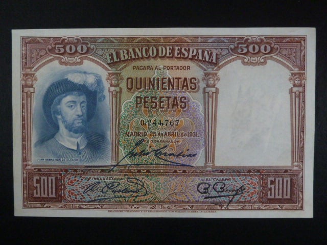 500 Pesetas 1931, (v oběhu: 1938), BNB. B526a, Pi. 84