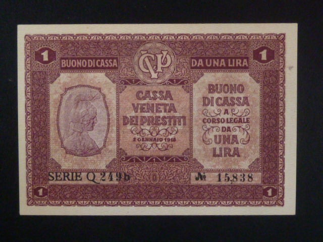1 Lire 1918 Benátky - okupace R-U, var. číslovače (b), BNB. B504b, Pi. M4