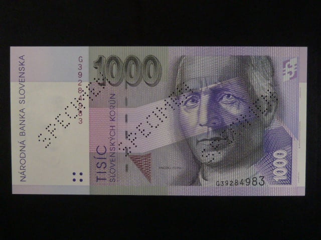 1000 Sk 1995 série G, 3x šikmo perf. SPECIMEN