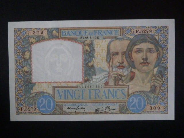 20 Francs 1941, BNB. B968a, Pi. 92