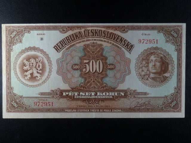 500 Kč 1923 série B velmi pěkná zachovalst