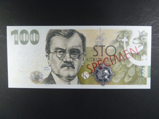 Engliš, 100 Kč 2022 série EK 00 anulát s červeným přetiskem SPECIMEN, (V1)