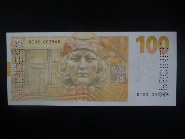 Rašín, 100 Kč 2019 série RI 03 s 2x perf. SPECIMEN (V3)