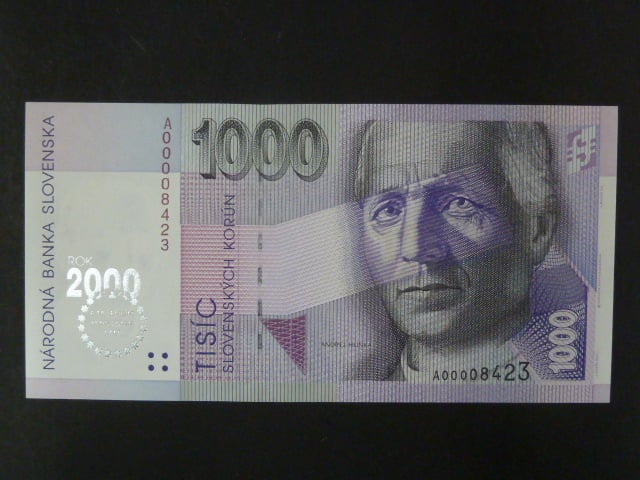 1000 Sk 1993/2000 série A, přítisk Bi-milénium