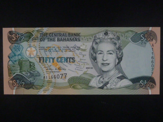 BAHAMY, 1/2 Dollar 2001, BNB. B334a, Pi. 68