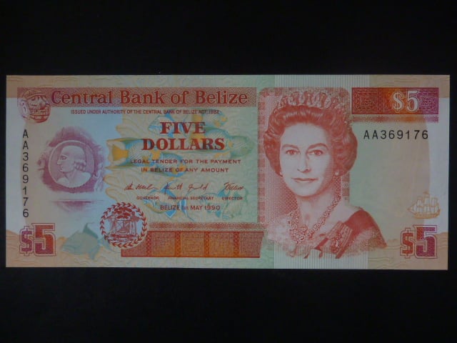 BELIZE, 5 Dollars 1990, BNB. B311a, Pi. 53