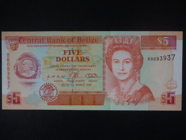 BELIZE, 5 Dollars 1996, BNB. B316a, Pi. 58
