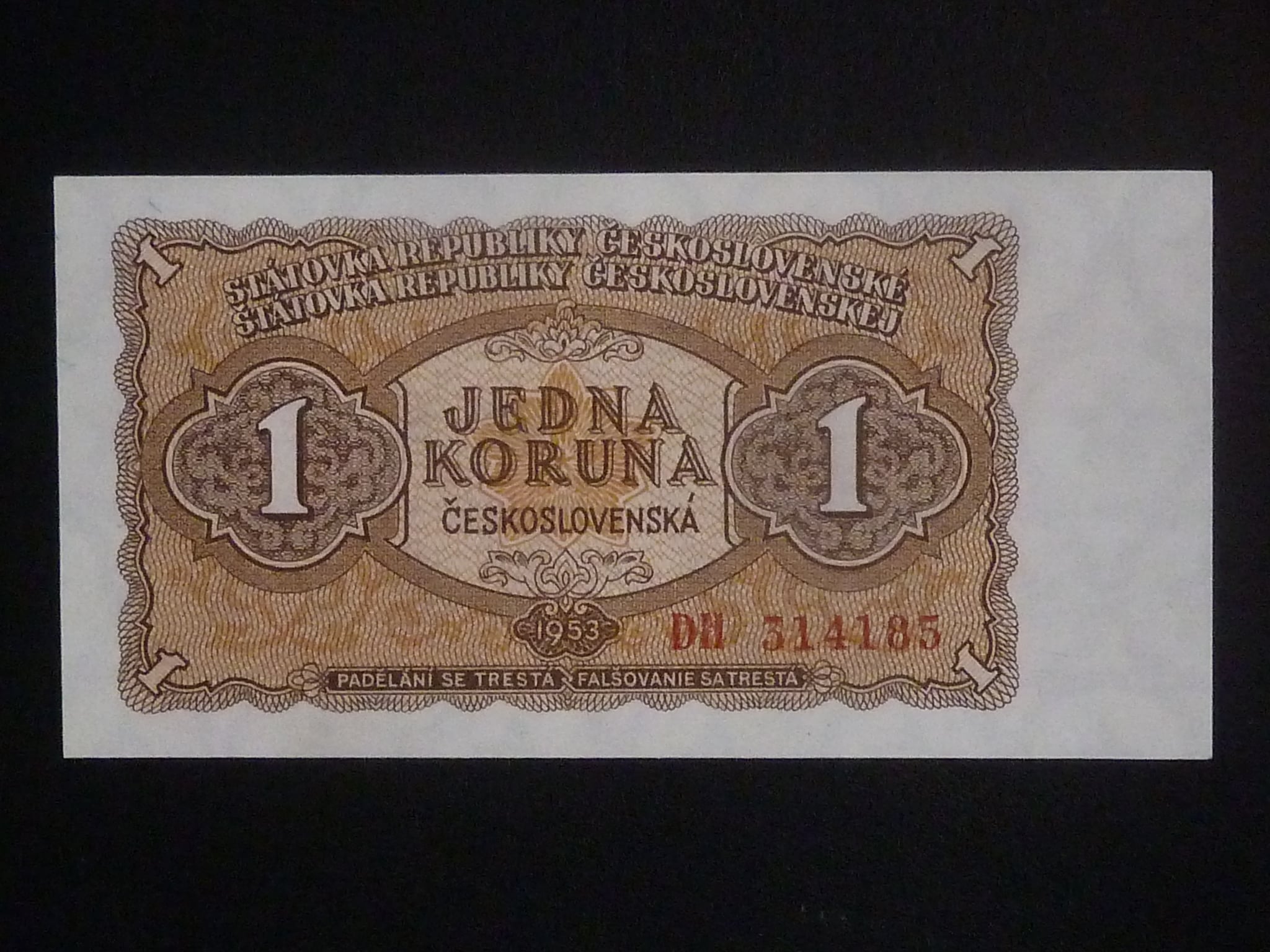 1 Kčs 1953 série DM, tiskárna Goznak Moskva